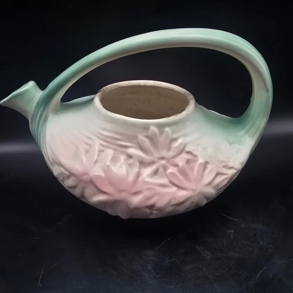 McCoy Pink Green Daisy Tea Pot No Lid Vintage USA Pottery